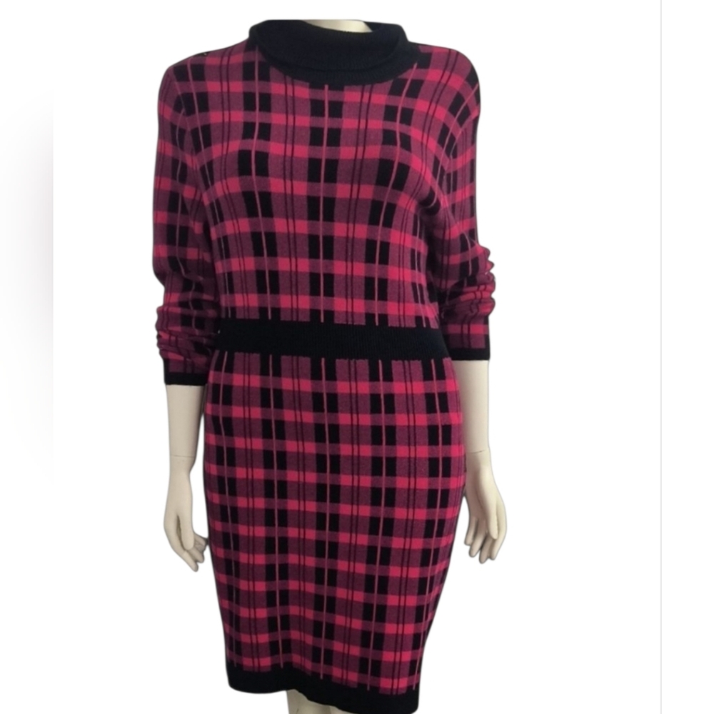 Wendy Williams Plaid Sweater Dress Pink Black Size 1X